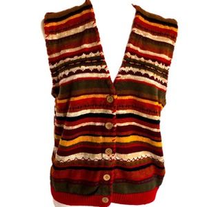 Vintage RUSS Original Sports Company Horizontal Striped Sweater Vest Sz M